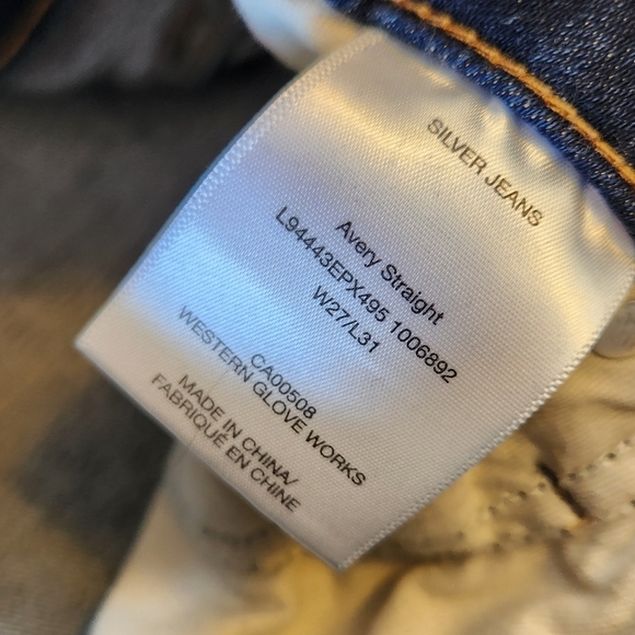 Silver Jeans Avery Straight Leg Dark Wash High Waisted Rise Stretchy Size 27 - Picture 7 of 12